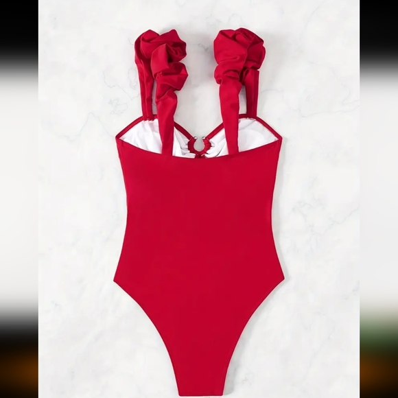Size S NWOT red one piece cutout swimsuit - Picture 3 of 15